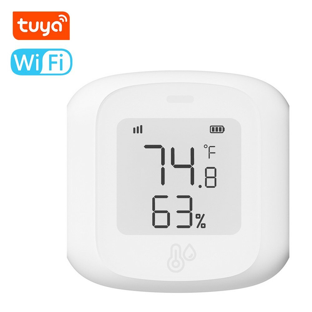 Testador de umidade e temperatura WiFi Tuya com display digital, controle remoto via aplicativo móvel, vinculação inteli