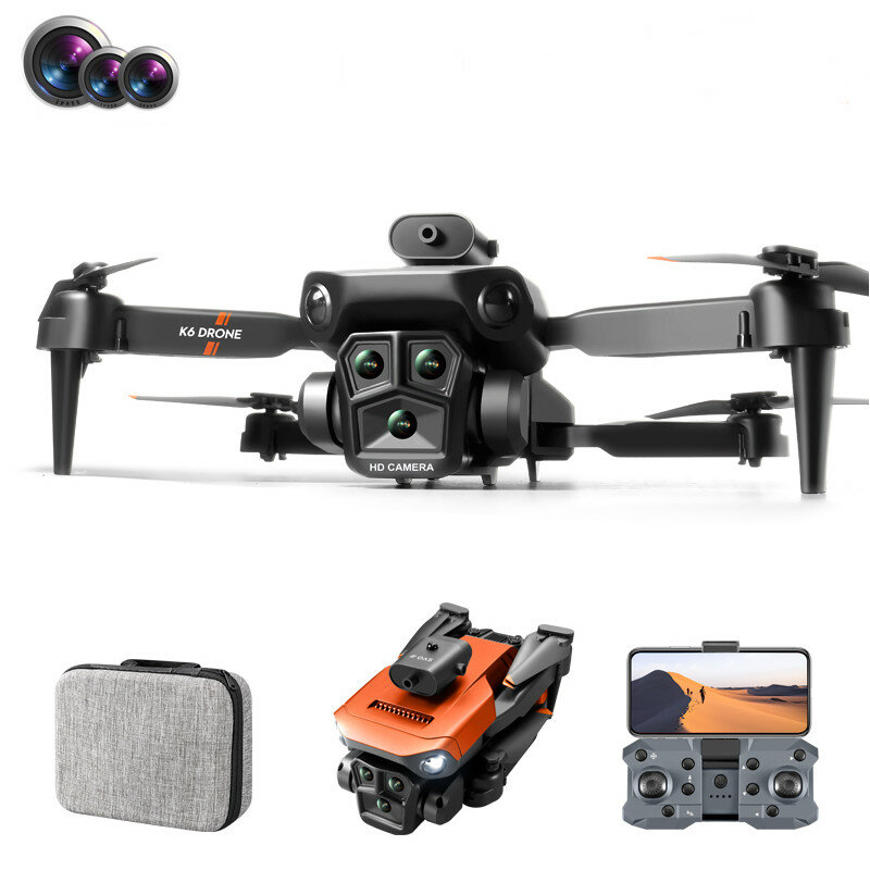 XKJ K6 MAX Upgrade Three Camera WiFi FPV with 4K ESC 3 Lens 360° Obstacle Avoidance Optical Flow Positioning Foldable RC