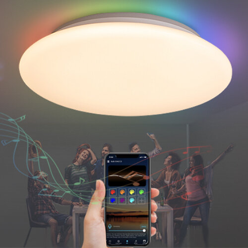 [EU Direct] MARPOU Smart Music Led Ceiling Lamp With Alexa/Google RGB Decorative luminaires Ceiling Lights Support Voice