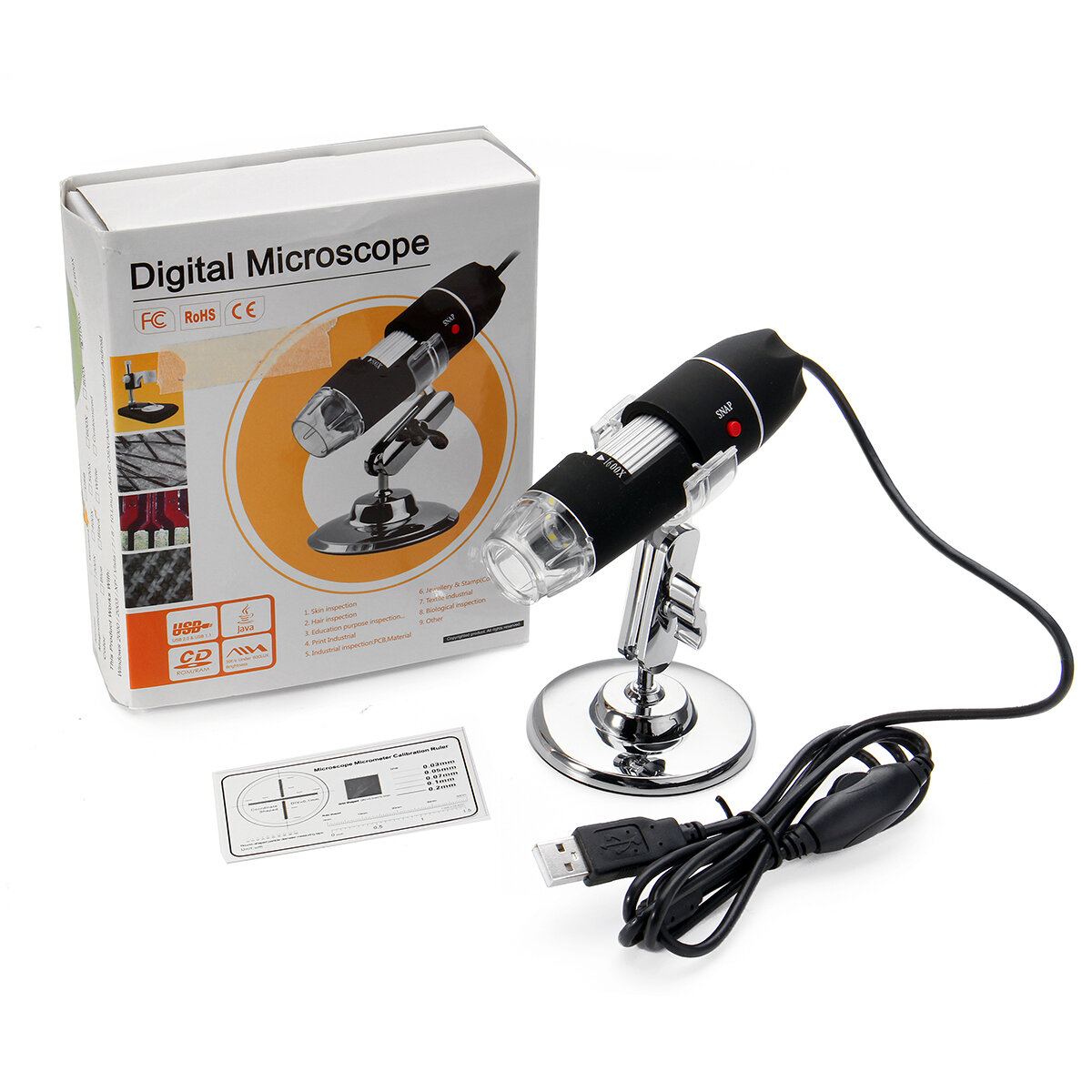 Handheld Portable Mini USB Microscope YYOYY 1600X USB Digital Microscope with Stand,8 LED Lights Adjustable Electronic Microscope 