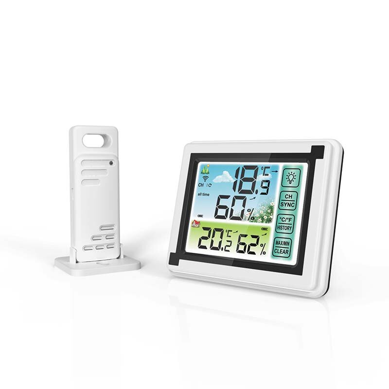 YUIHome WP6950 433MHz Indoor Outdoor Touch Screen Wireless Weather Station Color LCD HTN Display IPX4 Hygrometer Thermom
