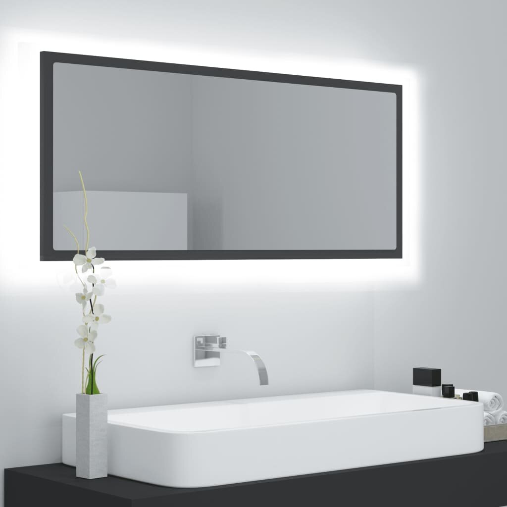 

LED Bathroom Mirror Gray 39.4"x3.3"x14.6" Chipboard