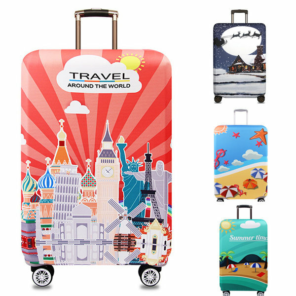Honana Tourism Theme Elastic Luggage Cover Trolley Case Cover Durable Suitcase Protector for 18-32 Inch Case Warm Travel