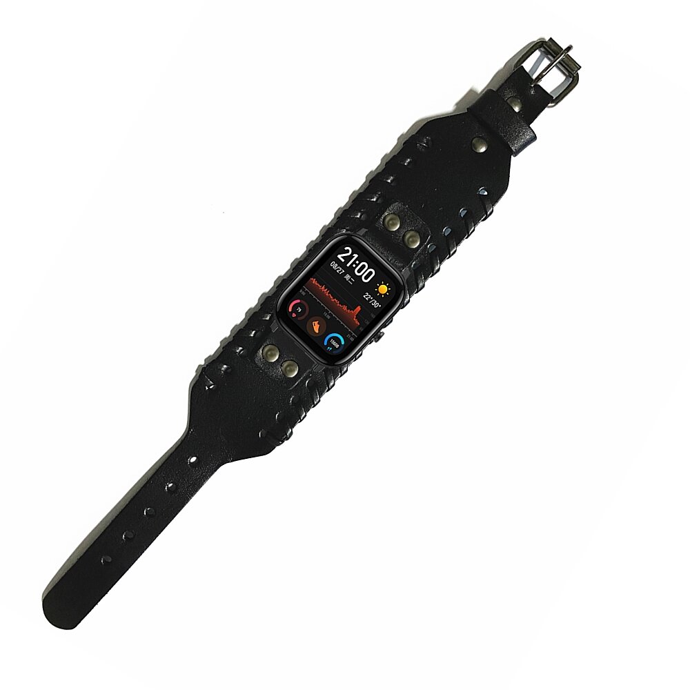 Bakeey 22mm universele retro punk lederen horlogeband vervanging voor Amazfit GTR 2/3/Huawei horloge