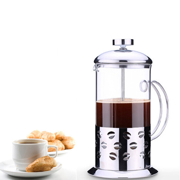 

Стеклянный чайник из нержавеющей стали Cafetiere Французский кофе Чай Фильтр-пресс Плунжер