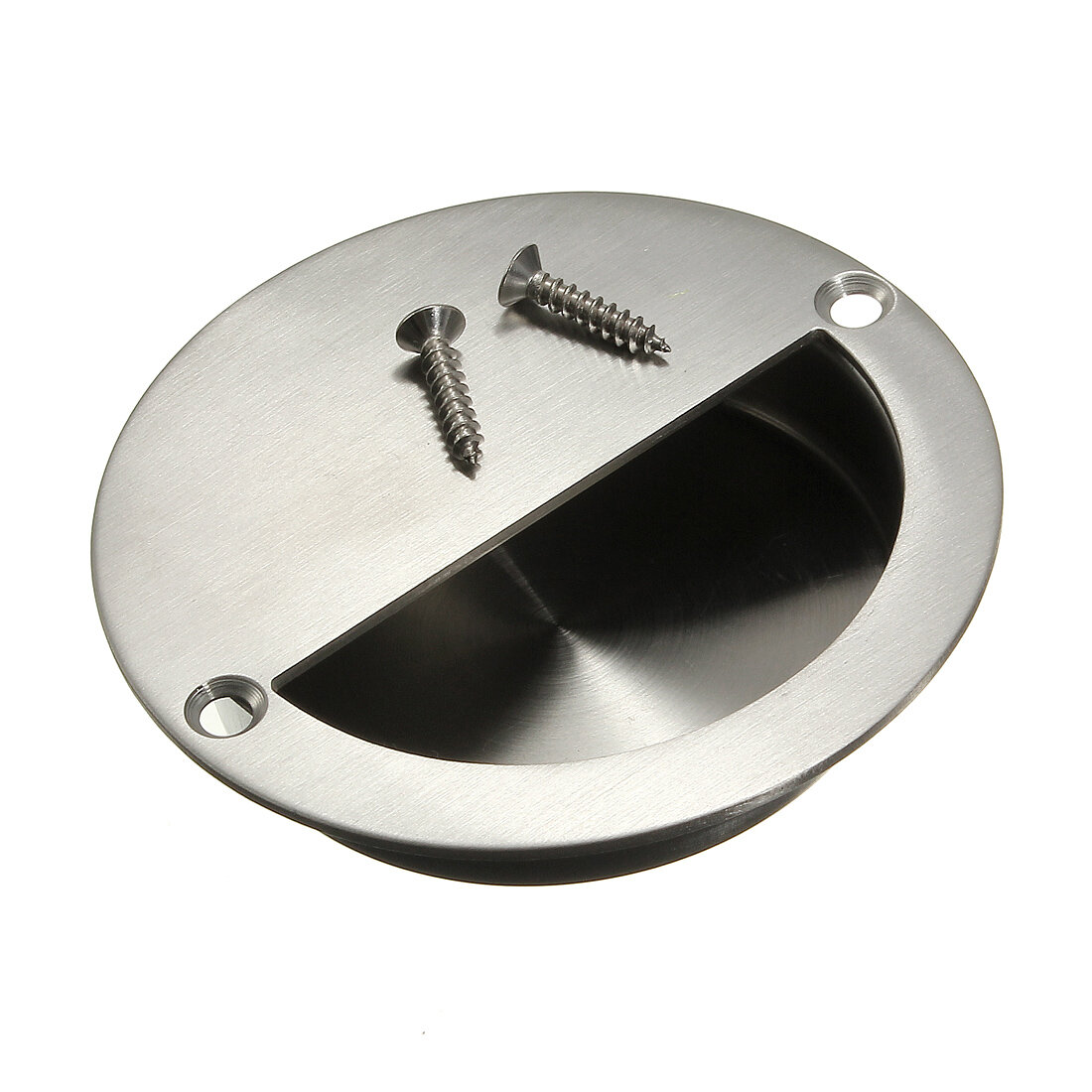 Flush Recessed Pull Door Handle SUS Stainless Steel Circular Covered Type With 2 Screws
