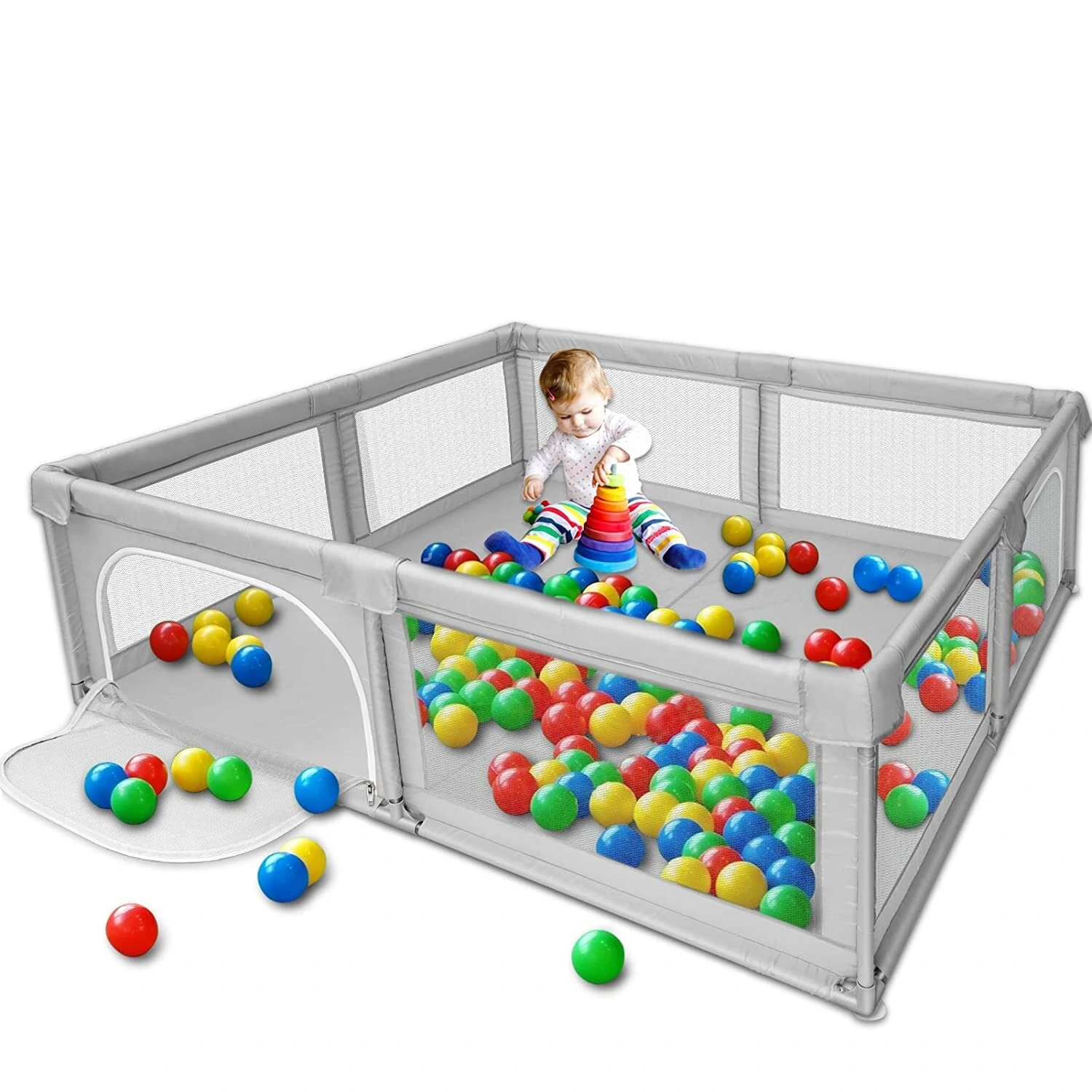 Bioby Baby Playpen 360 Wide View Children Playpen Baby Playground Safety Fence Anti collosion Children Baby Ball Pool Activity Play Pen