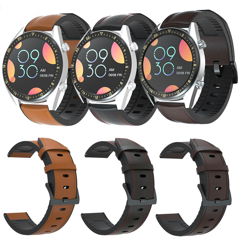 Bakeey 22 mm lederen smart horlogeband vervangende riem voor Samsung Gear S3 / voor Huawei horloge G