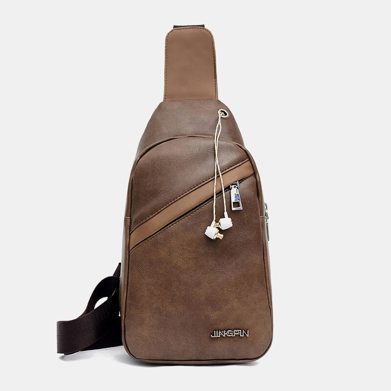 Men Large Capacity Earphone Hole Business Multi-pocket Crossbody Bag Chest Bag Sling Bag