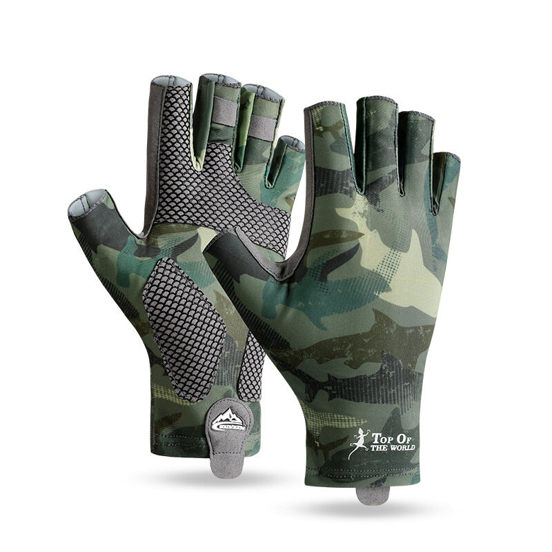 ZANLURE Fishing Gloves Half Finger Ice Silk Breathable and Sweat Absorbent Thickened and Sting Resis