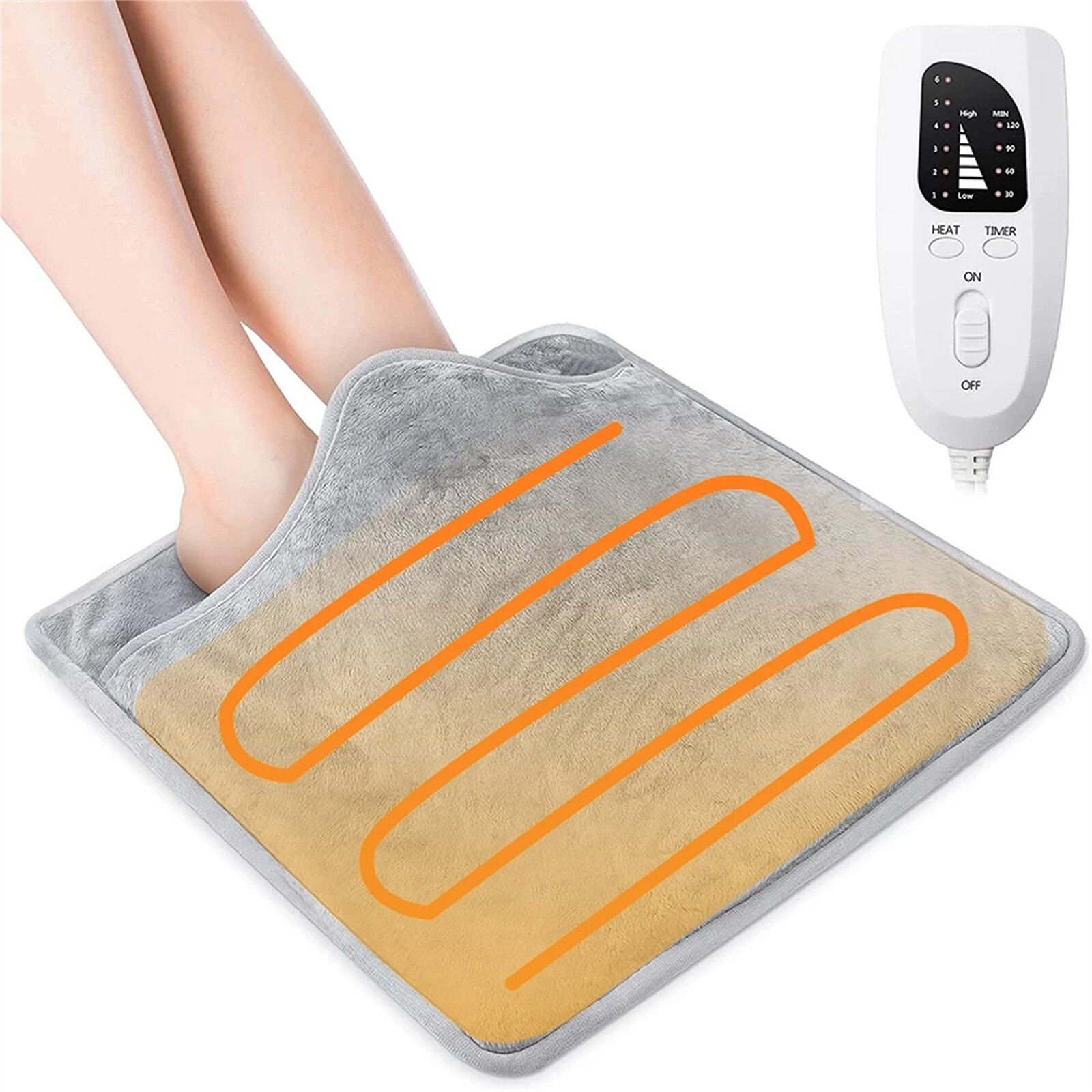 Réchauffe-pieds électrique avec 6 réglages de température, chauffage rapide intelligent et coussinet lavable pour hommes et femmes