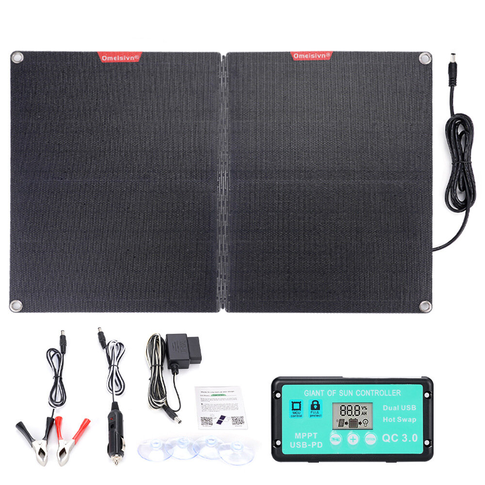 ETFF 12V 60W Folding Solar Panel 30A 60A 100A Waterproof Outdoor Battery Charger for Mobile Phones Power Bank Camera Tab