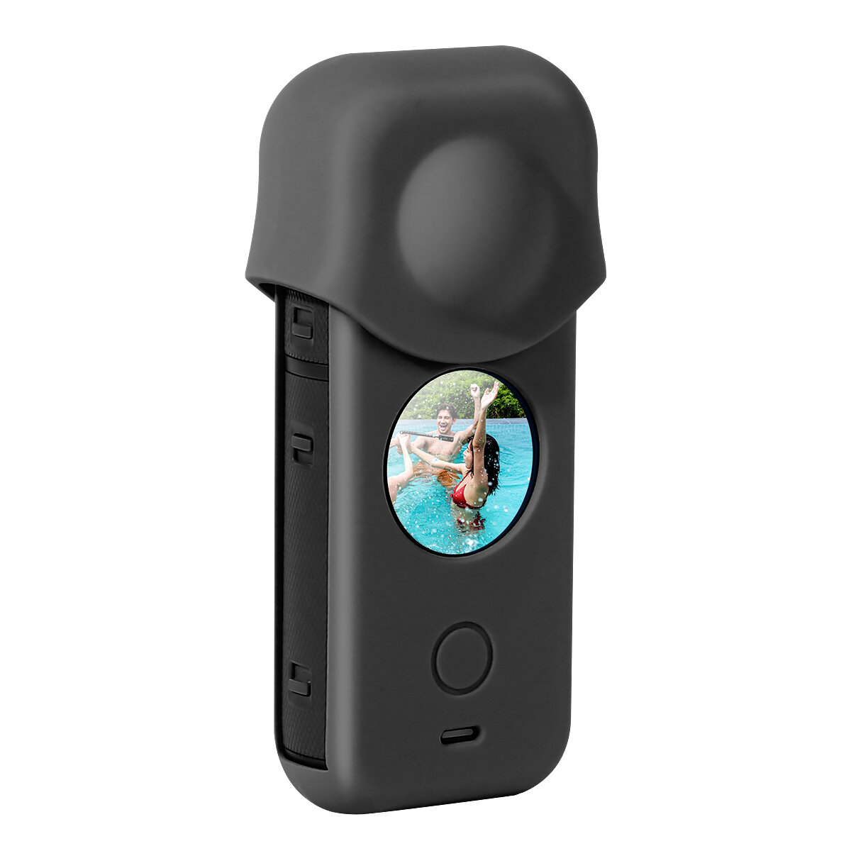 For Insta360 One X2 Protection Case with Lens Cover Silicone Black/Blue Anti-fall Shell