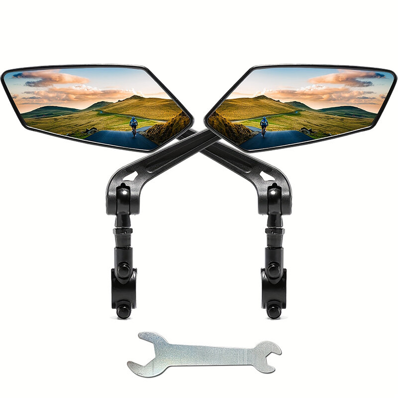 

2pcs Bike Handlebar Mirrors For Bicycle Ebike Scooter Snowbike Adjuatable Wide Angle Rear View And 360° Rotatable Safety