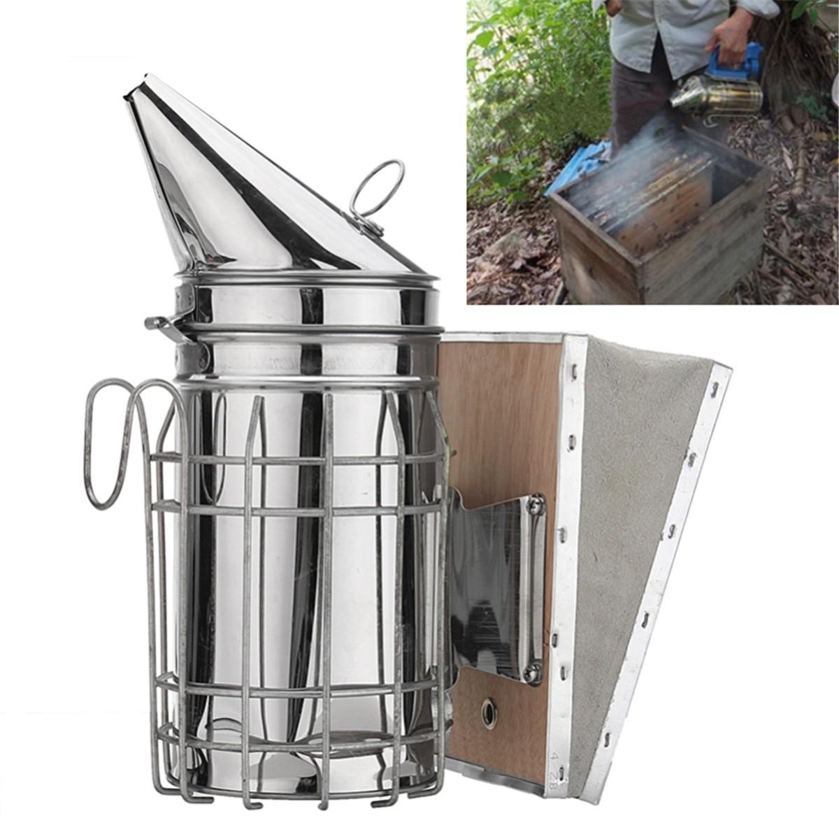 Galvanized Sheet Bee Comb Smoker with Heat Shield Beekeeping Equipment