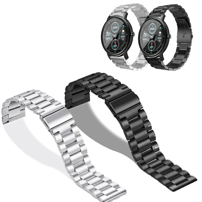 20 mm universeel horlogemerk Dual Snap Buckle drie kralen massief roestvrij stalen horlogeband voor 