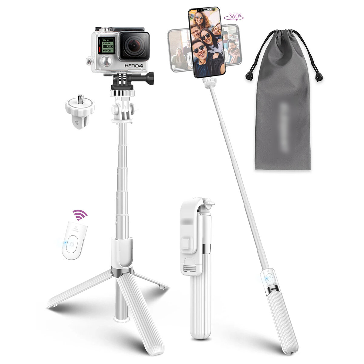 

ELEGIANT Selfie Stick Lightweight Aluminum All in One Extendable bluetooth Tripod with Remote Control for iPhone Galaxy
