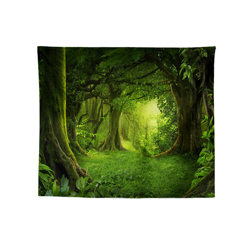 Wall Tapestry HD Printing Natural Forest Waterfall Hanging Pictures Polyester Hone Office Art Decor