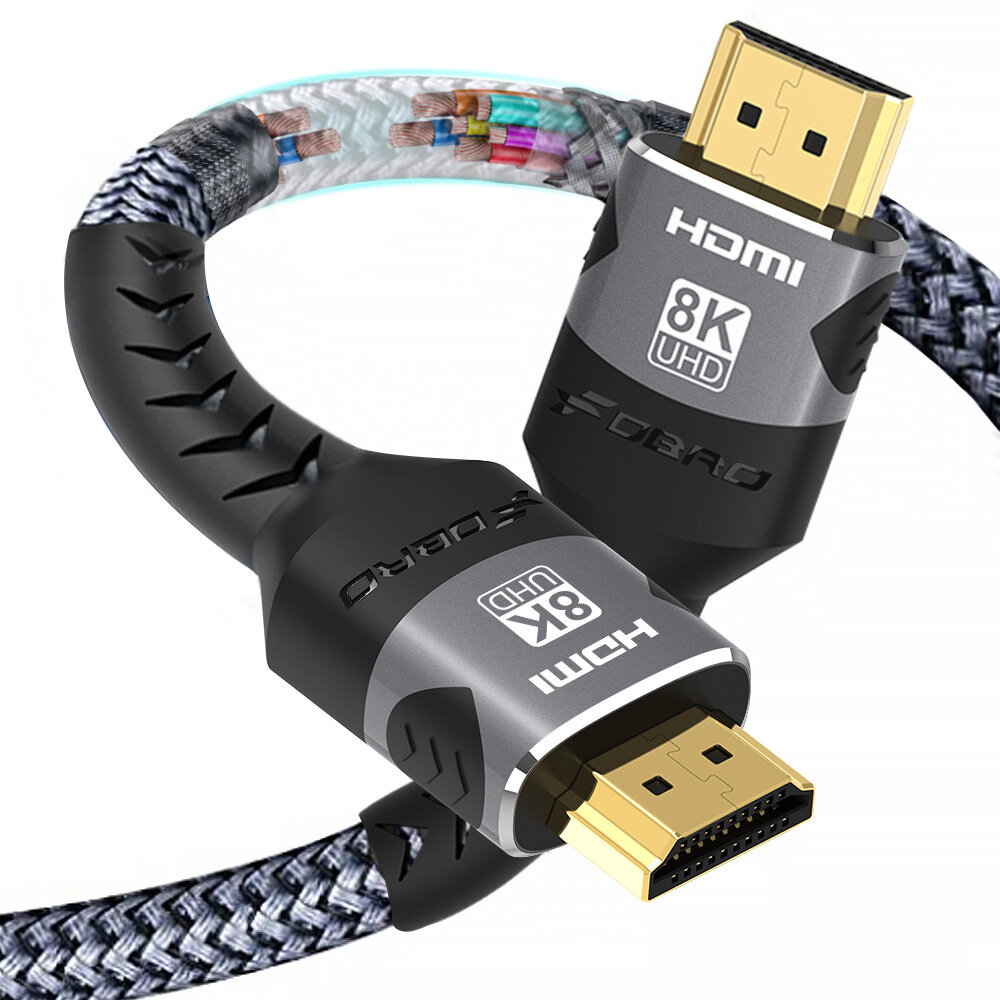 

FDBRO 8K HDMI 2.1 Cable 4K@120Hz 8K@60Hz HDMI2.1 Cable 48Gbps Adapter for Video Cable PC Laptop TV box PS5