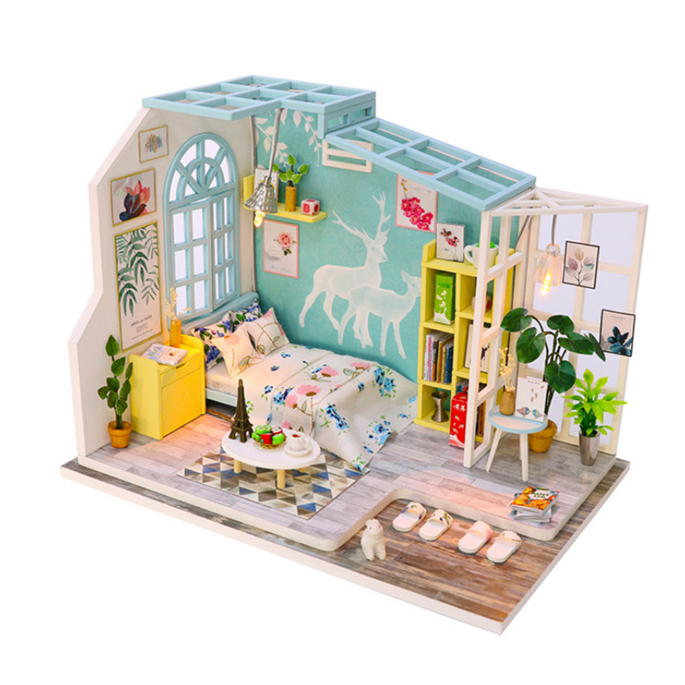 

Doll House Puzzle Assemble 3D Miniaturas Dollhouse Kits Light House for Dolls Handmade Toys for Children Birthday Gift