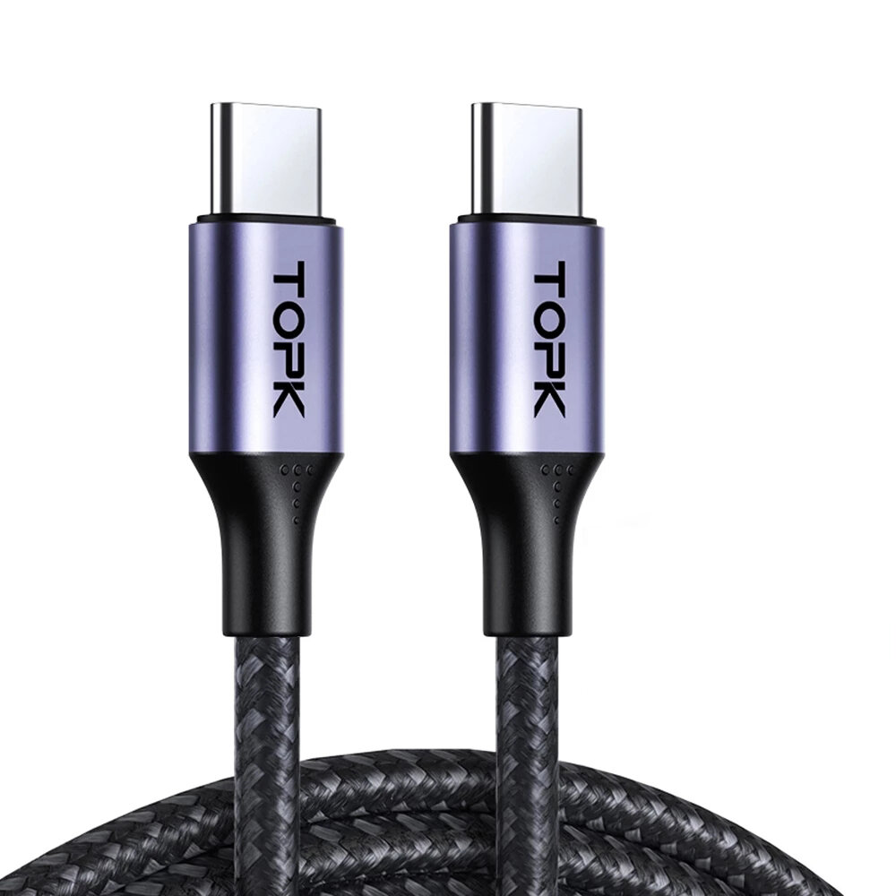 TOPK AC10 100W USB-C to USB-C Cable PD3.0 Power Delivery QC4.0 Fast Charging Data Transmission Cord Line 1m long For Sam