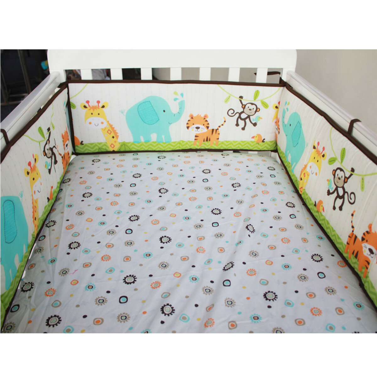 4Pcs Baby Infant Cot Crib Safety Bumper Toddler Nursery Bedding Bed Protector