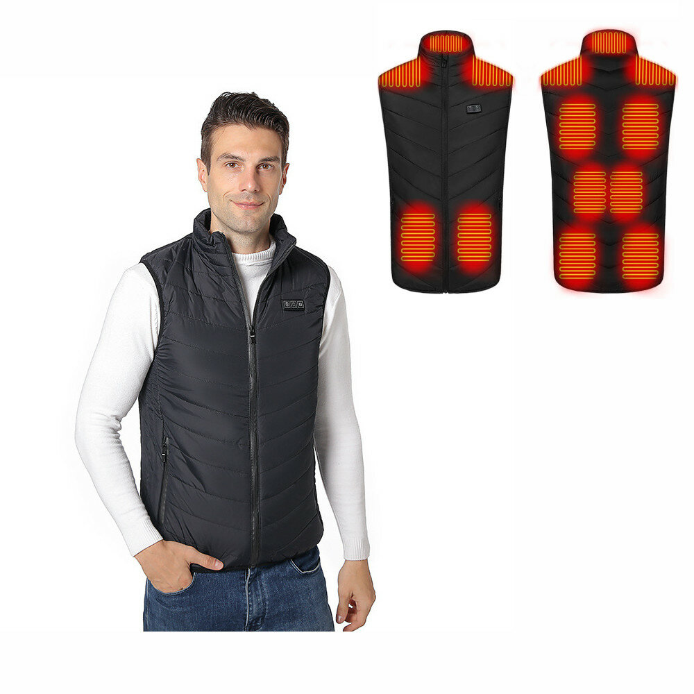 Colete térmico inteligente de estilo de casaco de moda com 11 áreas aquecidas, para homens e mulheres, com USB elétrico para caça, esqui e campismo no inverno