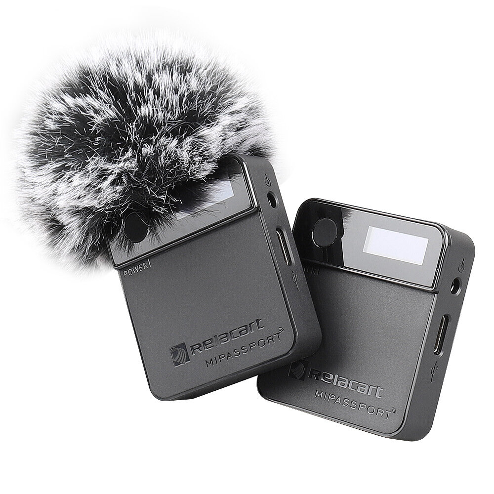 Relacart MI1 MI2 Lavalier 2.4G Wireless Microphone System Transmitter Receiver Vlog Video Recording 