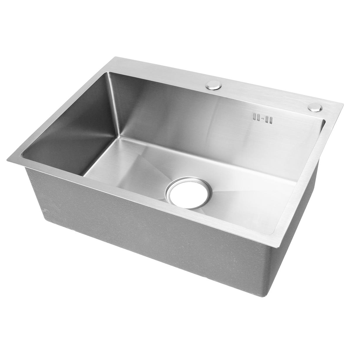 Stainless Steel Single Bowl Kitchen Sinks Commercial Home Top 60x45cm With Sewer Device Pipe Drainer