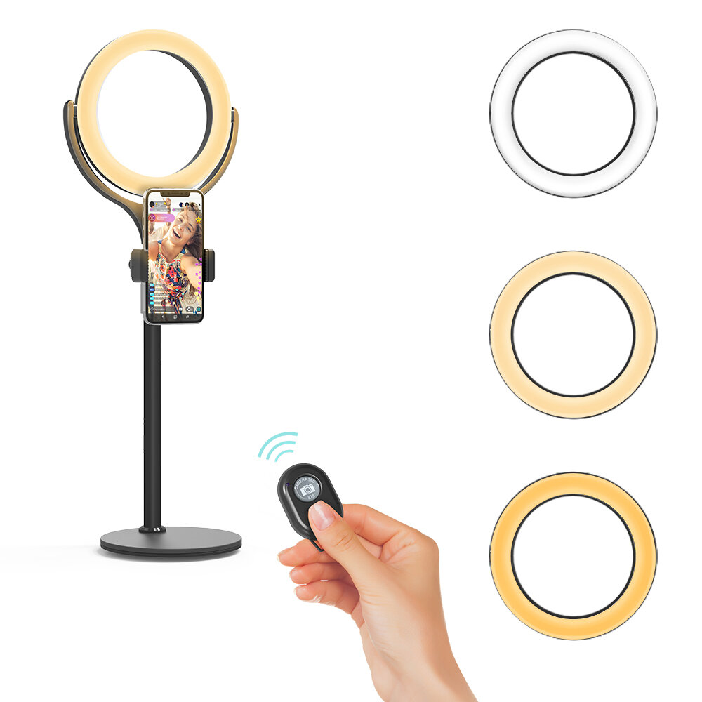 BlitzWolf? BW-SL4 Dimmable Ring Light Phone Holder 360? Rotating Night Light Desktop Selfie Stand wi
