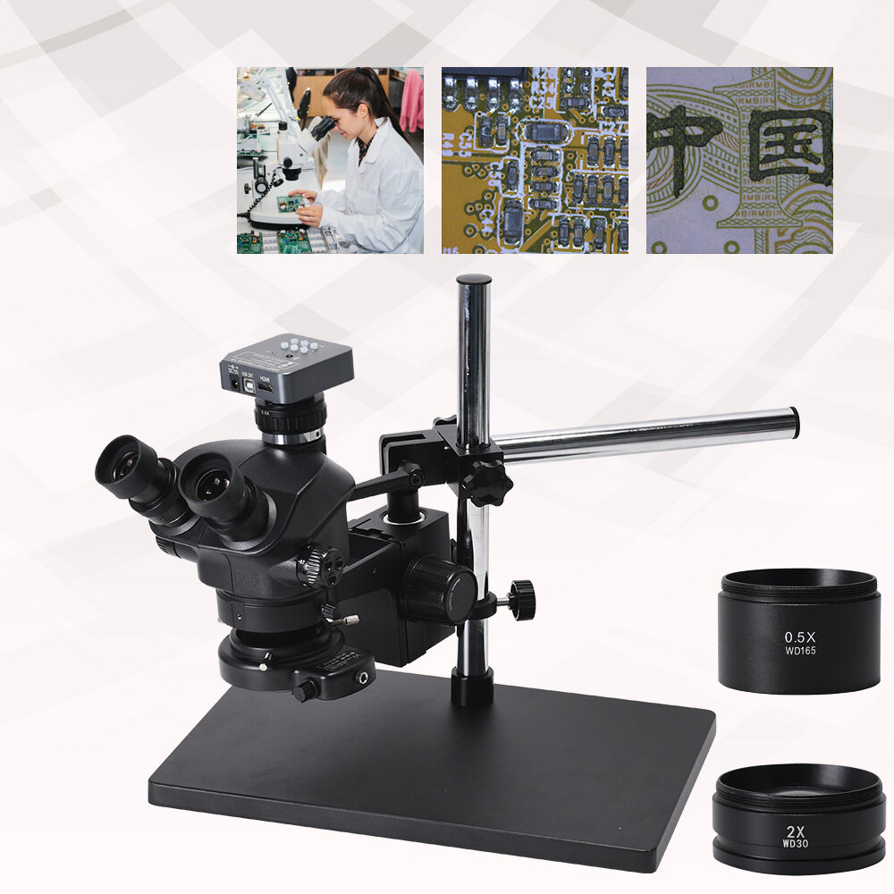 

3.5X-100X Confocal Trinocular Stereo Microscope + 48MP Digital USB Microscope Camera for Welding PCB Jewelry Repair