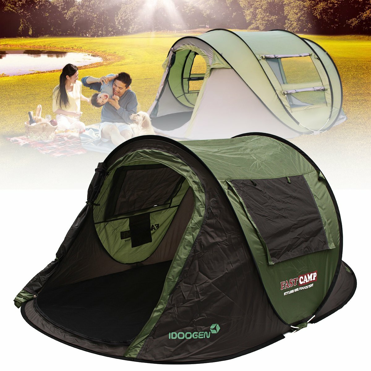 Outdoor-5-8-Personen-Automatik-Sofort-Popup-Zelt wasserdichtes Sonnenschutzdach Regenschutz-Campingunterstand.