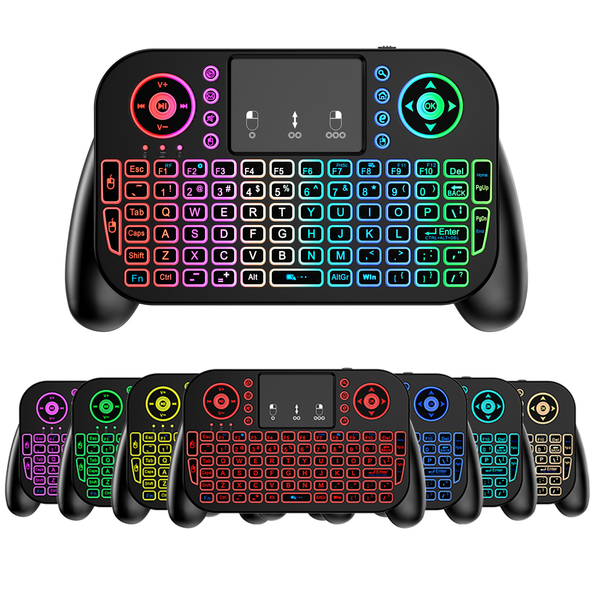 

V8 Mini keyboard Dual-Mode Handle Keyboard Three-Color Backlight Air Mouse for PC Android TV Box