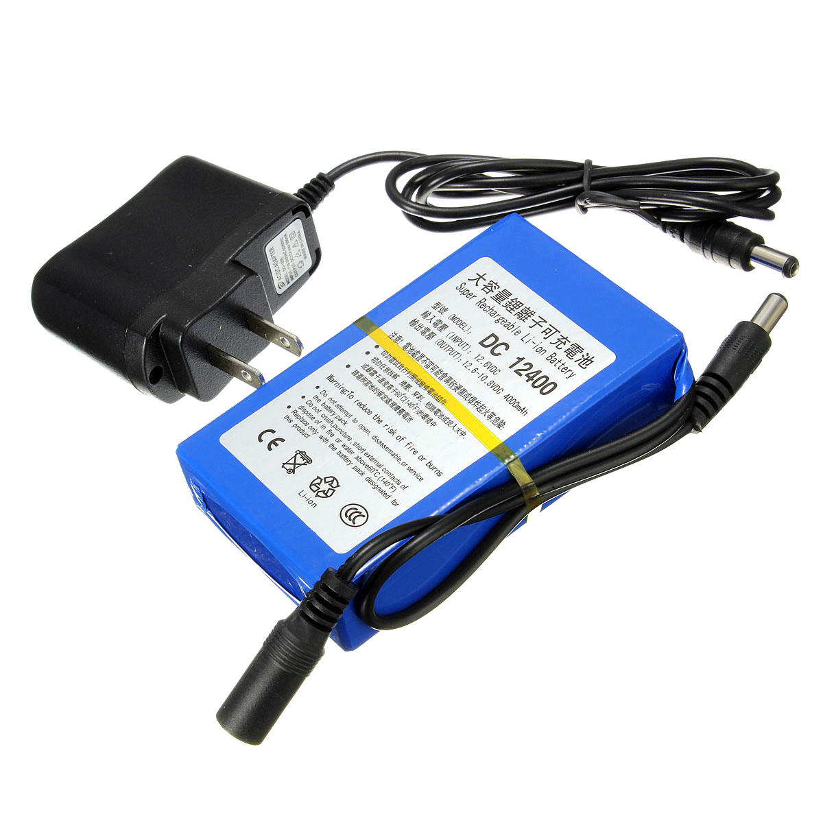 

11.1V 4000mAh Rechargeable Portable Lithium-ion Battery Pack with AC/DC Charger