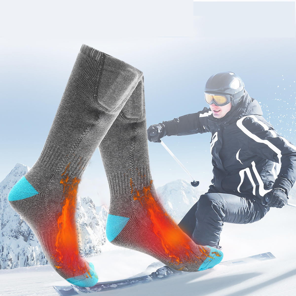 

Outdoor Sports Bike Skiing Socks Rechargeable Battery Electric Heated Socks Winter Boot Feet Warmer