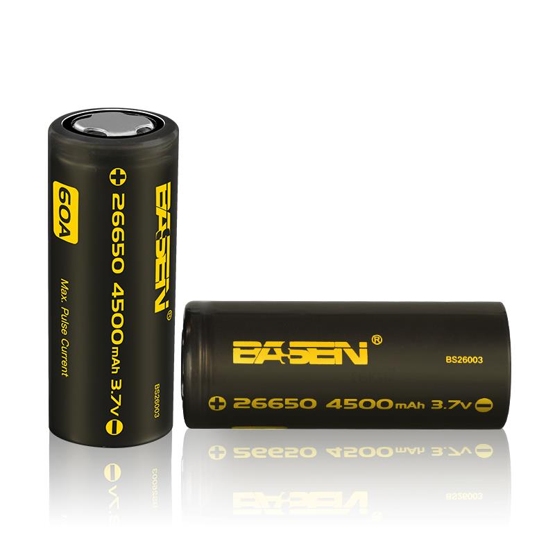 4 stks Basen BS26003 26650 4500 mah 3.7 V 60A Unprotect Flat Top Oplaadbare Li-ion batterij