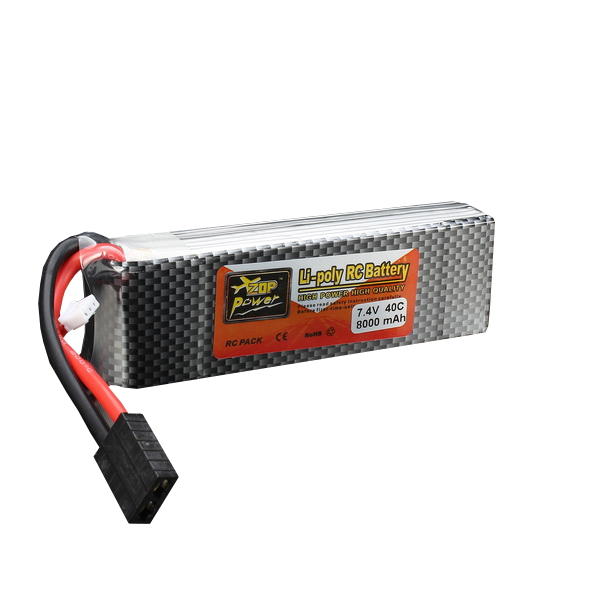 Image of 40C Lipo Batterie TRX Stecker mit Batterie Alarm fr Traxxas 2S ZOP Leistung 7.4V 8000mAh