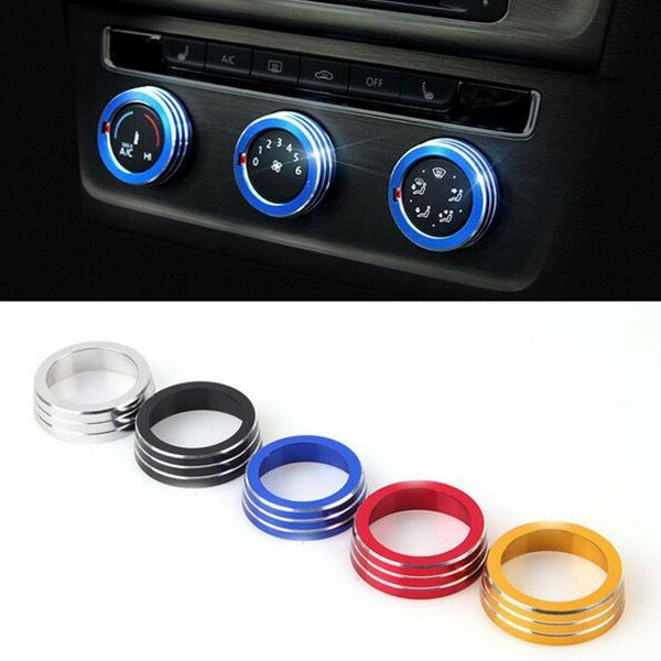 3pcs / Set Cars Alu Decoratie Stereo Knop Ring Air Conditioning Knop Ring voor Golf 7