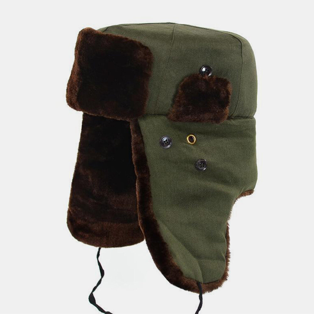 

Men Cotton Plush Winter Warm Plus Velvet Thicken Ear Protection Trapper Hat Outdoor Windproof Cold-proof Ushanka Hat