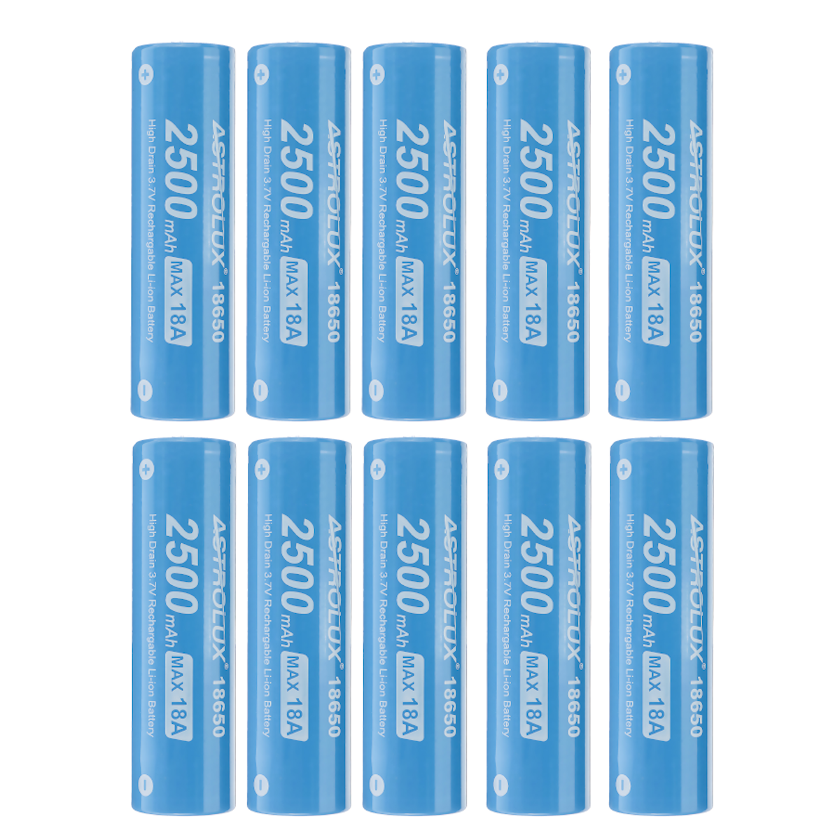 10Pcs Astrolux? E1825 18A 2500mAh 3.7V 18650 Li-ion Battery Unprotected High Drain Rechargeable Lith