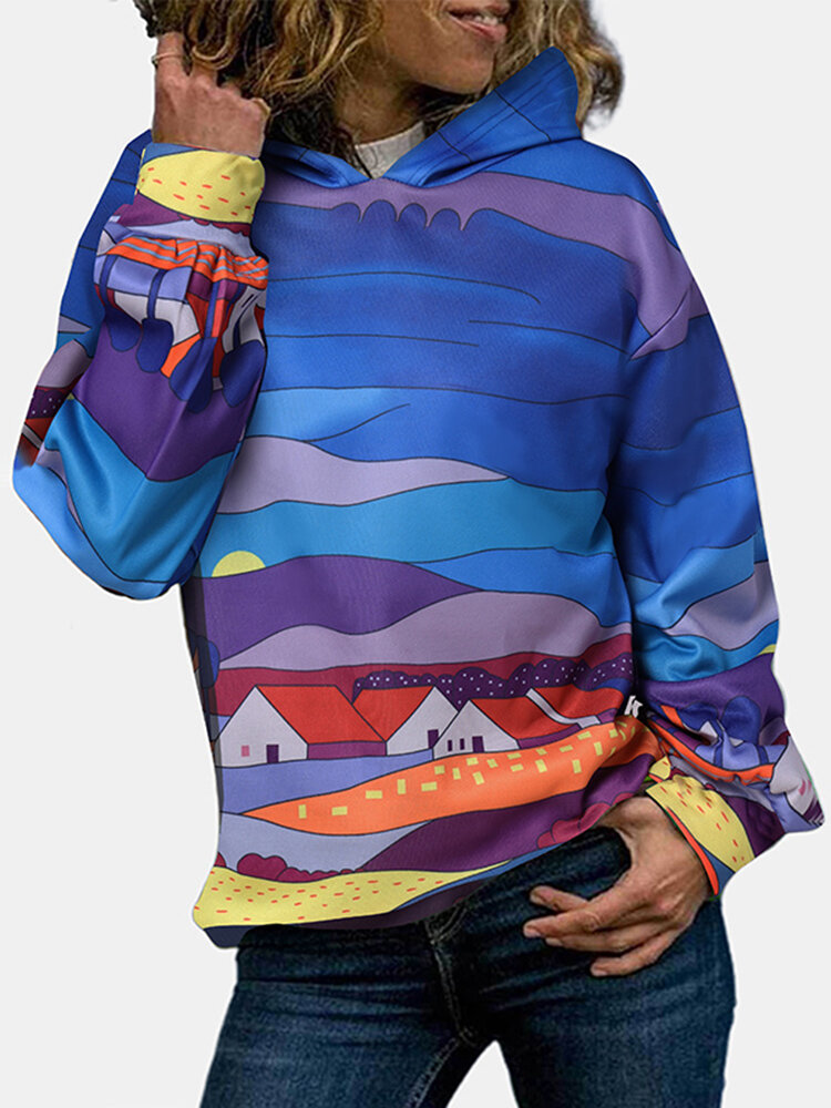 Dames Tie Dye Printing Mooi ontworpen sweatshirt met capuchon en scrawl