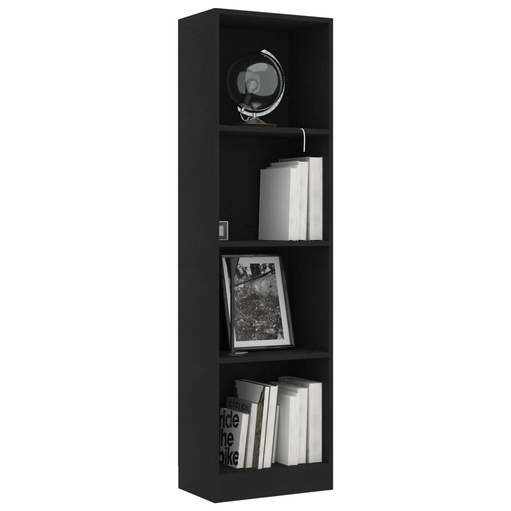 

4-Tier Book Cabinet Black 15.7"x9.4"x55.9" Chipboard