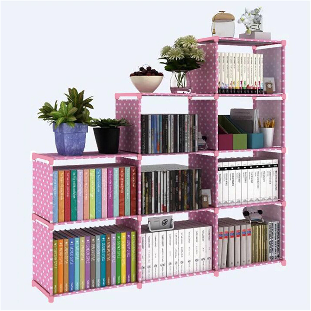 

5 Tier Metal Cube Bookcase 120*30*125cm Bookshelf Display DVD CD Furniture Storage Shelving Unit Supplies