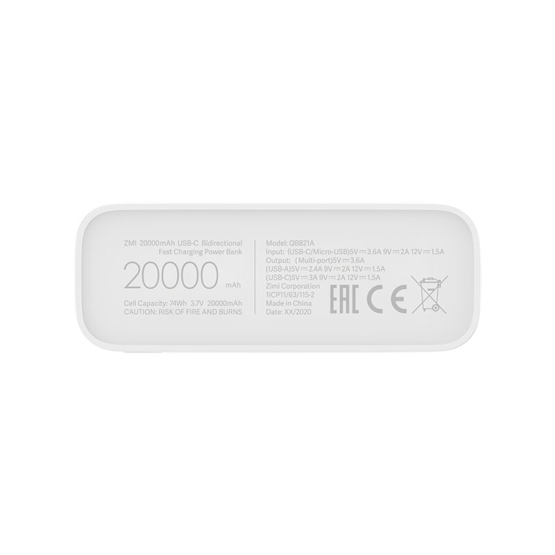 ZMI20000mAhパワーバンク外部バッテリー18WUSB-C iPhone 12 SE2020用急速充電注9sHuawei