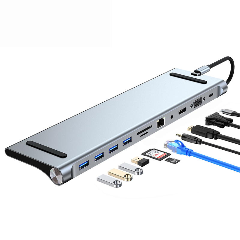 11 in 1 Type-C USB-hubstandaard 4K HDMI 100W PD oplaaddockingstation met USB 3.0*1/ USB 2.0*3/ PD op