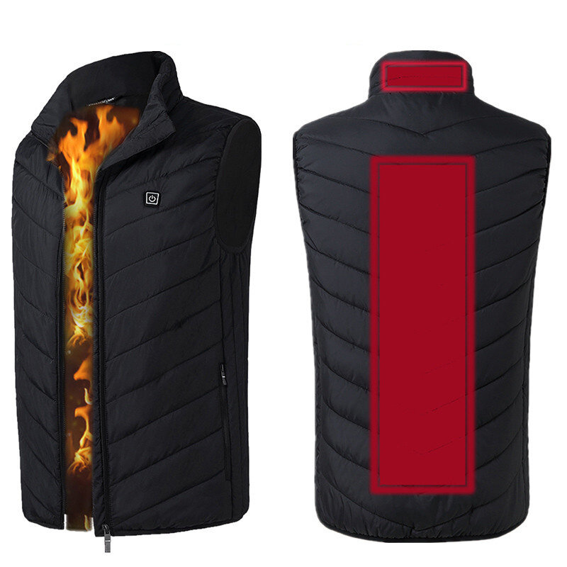Beheizte Unisex-Weste TENGOO HV-02 mit 2 Plätzen Beheizte Jacken mit 3 Gängen USB-elektrische Wärmekleidung Winterwarme Weste für draußen Heizmantelbekleidung