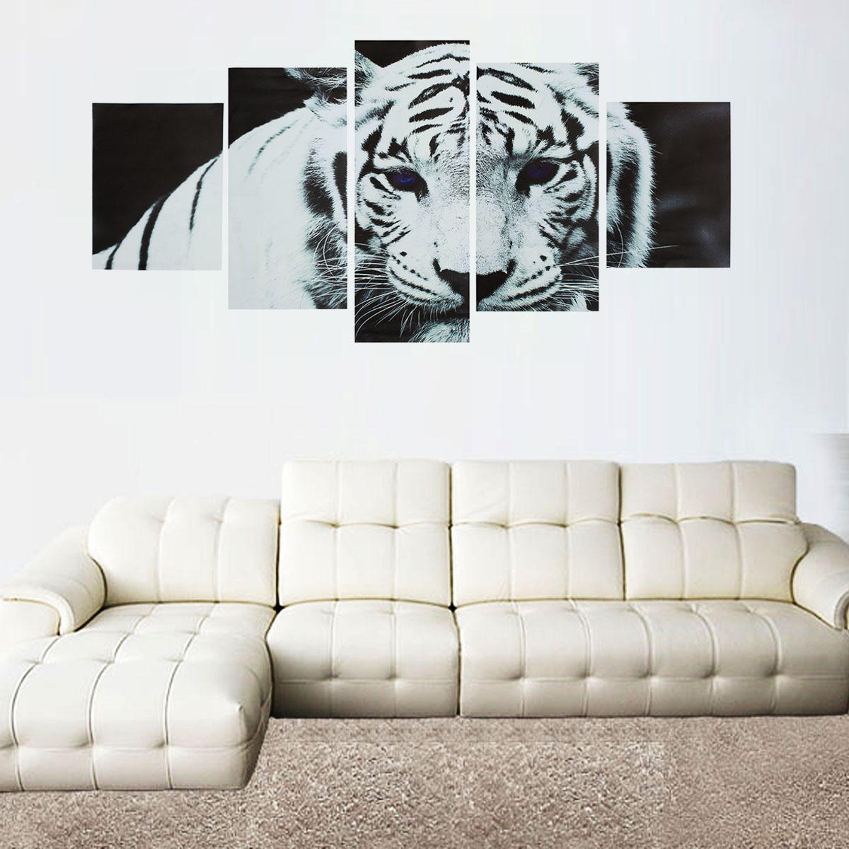 

5Pcs/Set Modern Art Oil Canvas Painting Print Tiger Wallpaper Wall Sticker Home Decorations