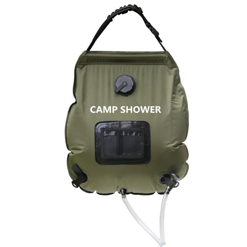 20L Folding Water Shower Bag Outdoor Camping Hiking Self Driving Tour Solar Heating with Thermometer