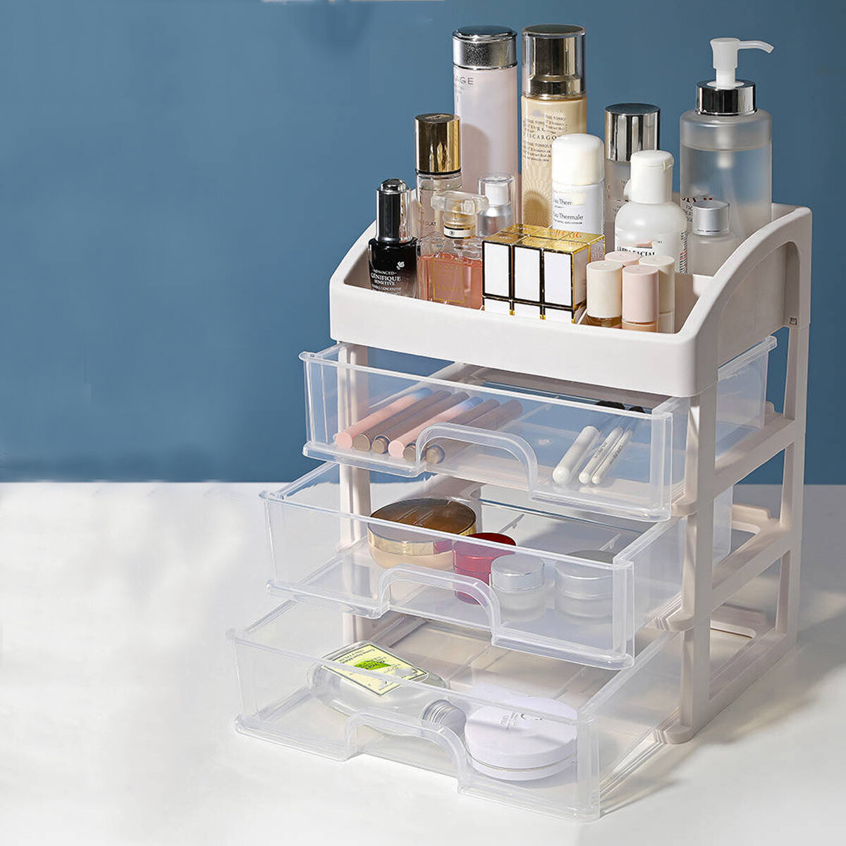 

1/2/3 Layers Cosmetic Storage Box Jewelry Holder Makeup Drawer Case Desktop Organizer Container