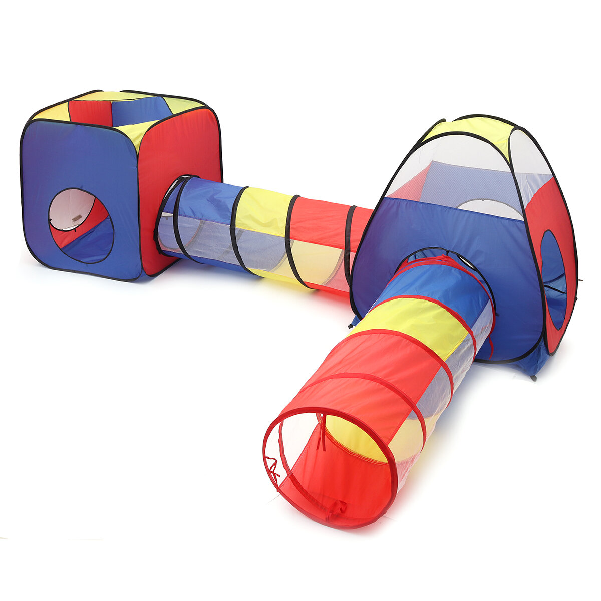 4 in 1 Opvouwbare basketbalspeelgoedset voor kinderen Driehoekstent + tunnel + tent met vier hoeken 